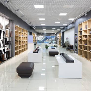 bright and fashionable interior of shoe store in modern mall bright and fashionable interior of shoe store in modern mall