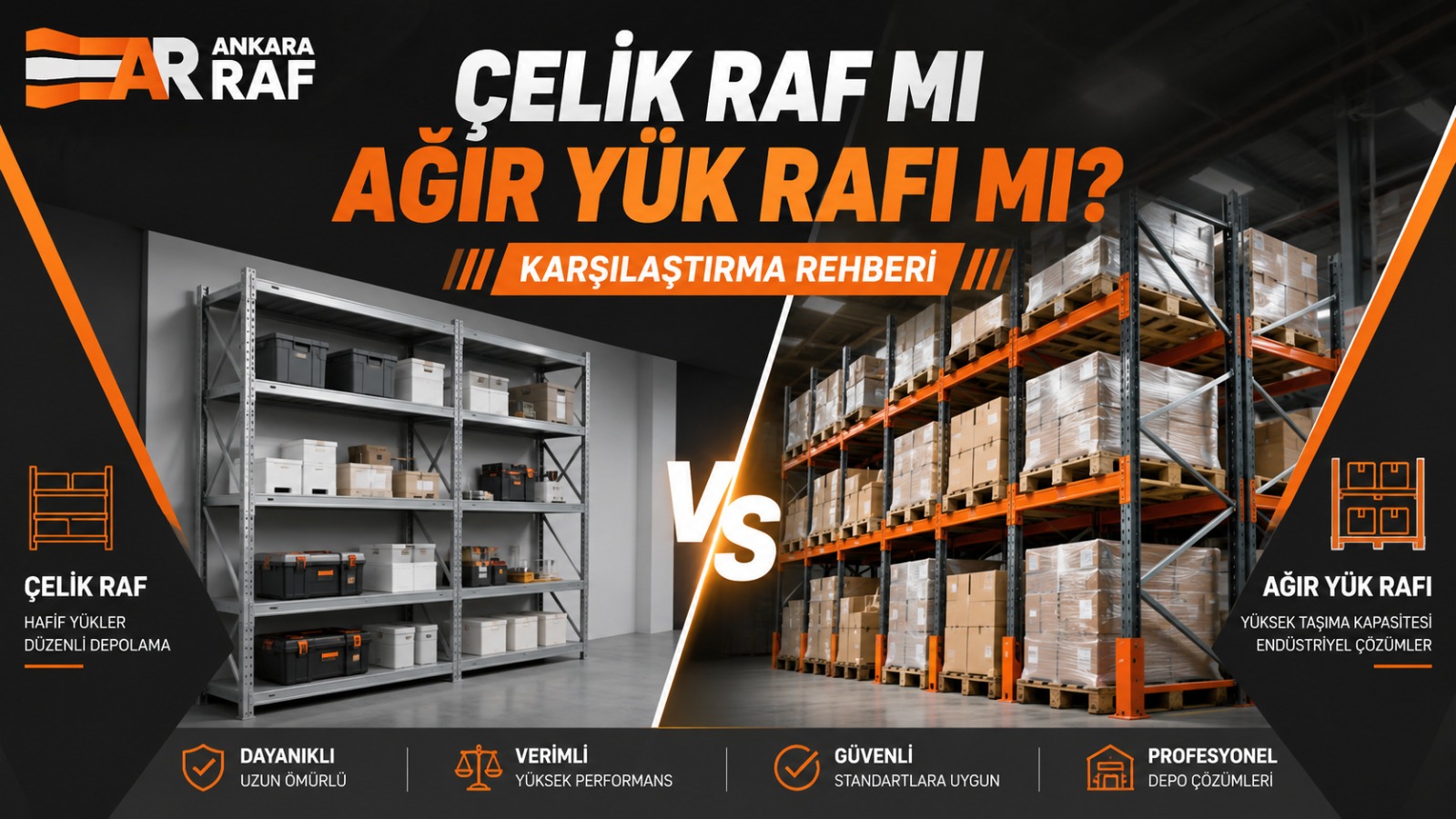 Çelik raf mı ağır yük rafı mı karşılaştırma rehberi blog kapak görseli
