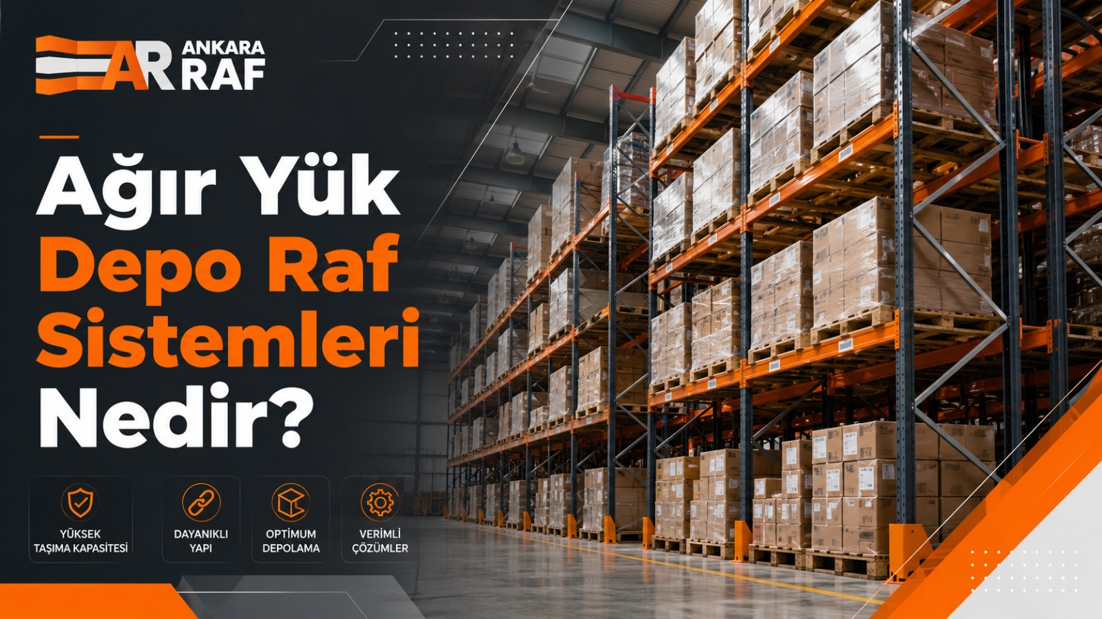 Ağır yük depo raf sistemleri ile düzenlenmiş endüstriyel depo alanı